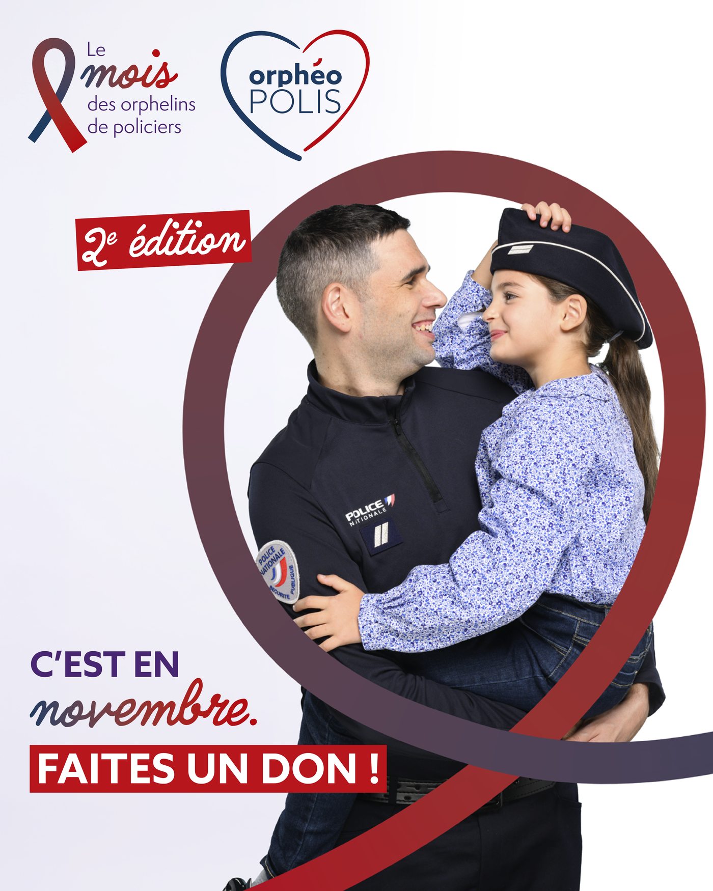 Mois des orphelins de policiers, 2e édition : c'est en novembre, faites un don ! Un policier porte sa fille.